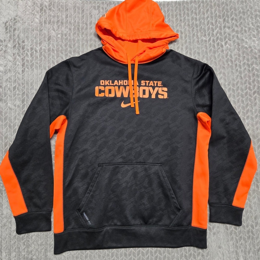 Nike Oklahoma State Cowboys Therma-FIT Hoodie Mens Large Black Orange 27630X-OC1